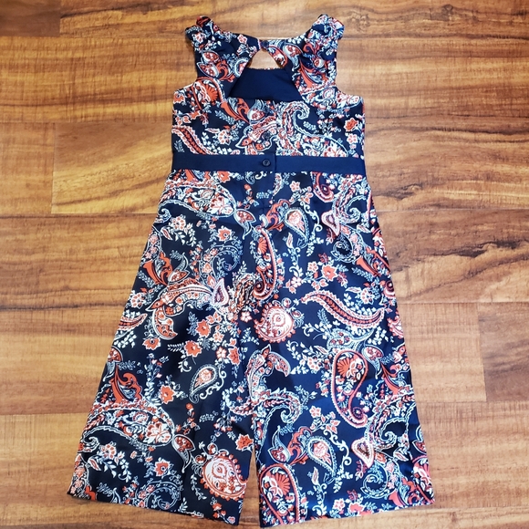 Janie and Jack NWT girls 2T navy/red/white paisley wide leg jumpsuit - Picture 5 of 6